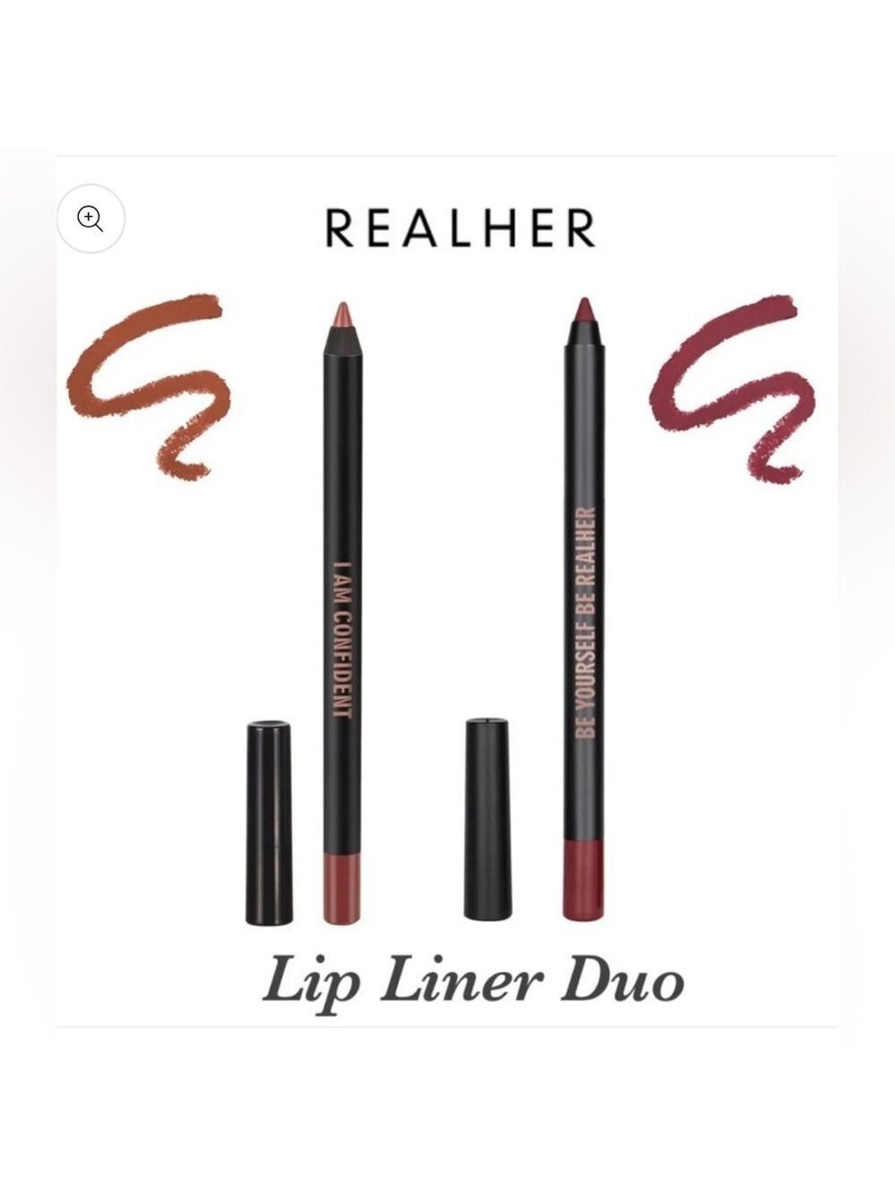 NIB RealHer Lip Liner Duo in Be Yourself Be RealHer & I Am Confident